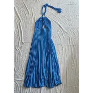 Zara Long Maxi Halter Neck Dress New With Tags Size Small Electric Blue
